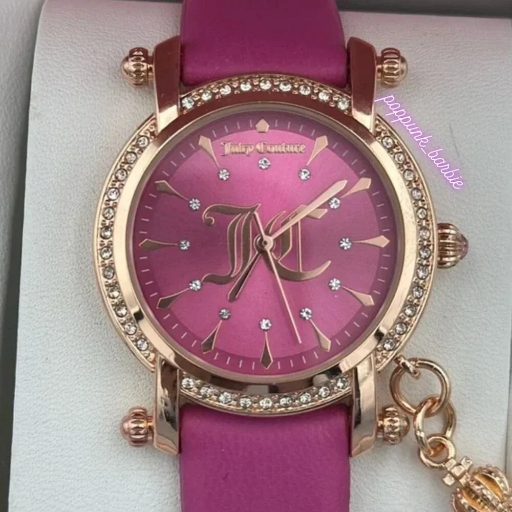 Juicy Couture Pink Watch Crown‎ Charm JC Bling Y2K NIB Rose Gold